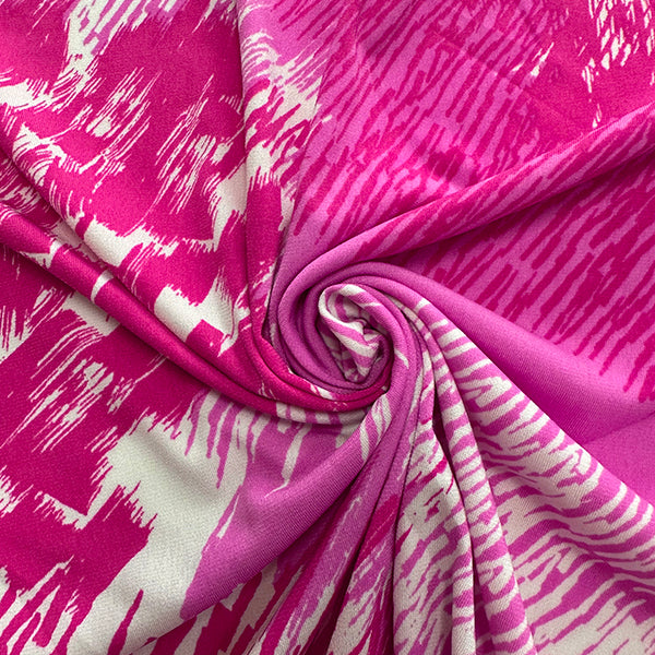Pink Abstract Printed Stretch Polyester ITY Knit Fabric Fashion