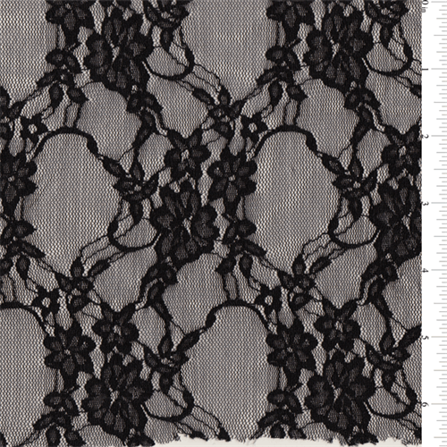 Black Stretch Lace Bolt Fabric (95% Nylon 5% Lycra)