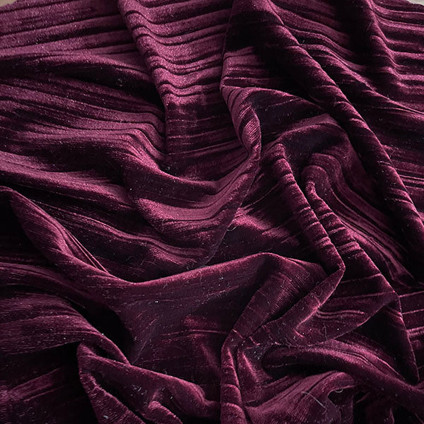 Stretchy Pleated Velvet Fabric for Dressmaking - OneYard
