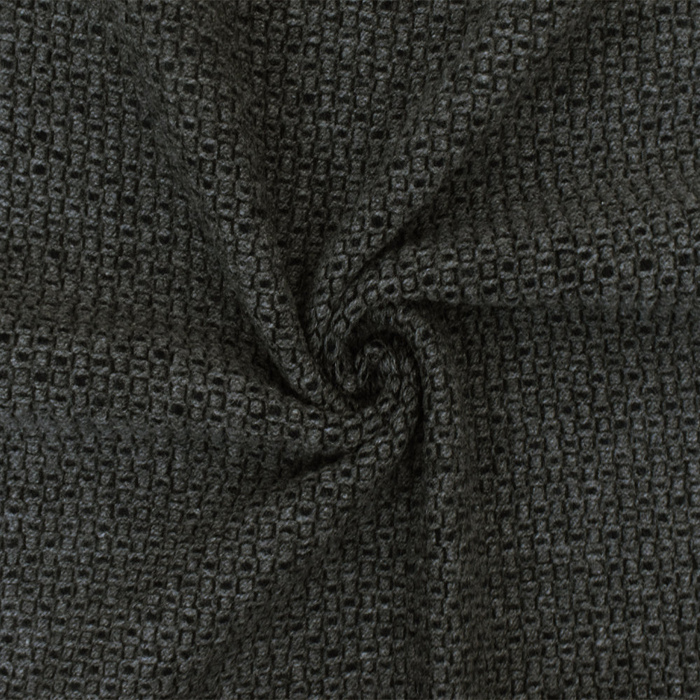 Fashion Fabrics Club Black-abyss Blue Dot Wool Dobby Woven Jacketing Fabric by The Yard (100% Wool)