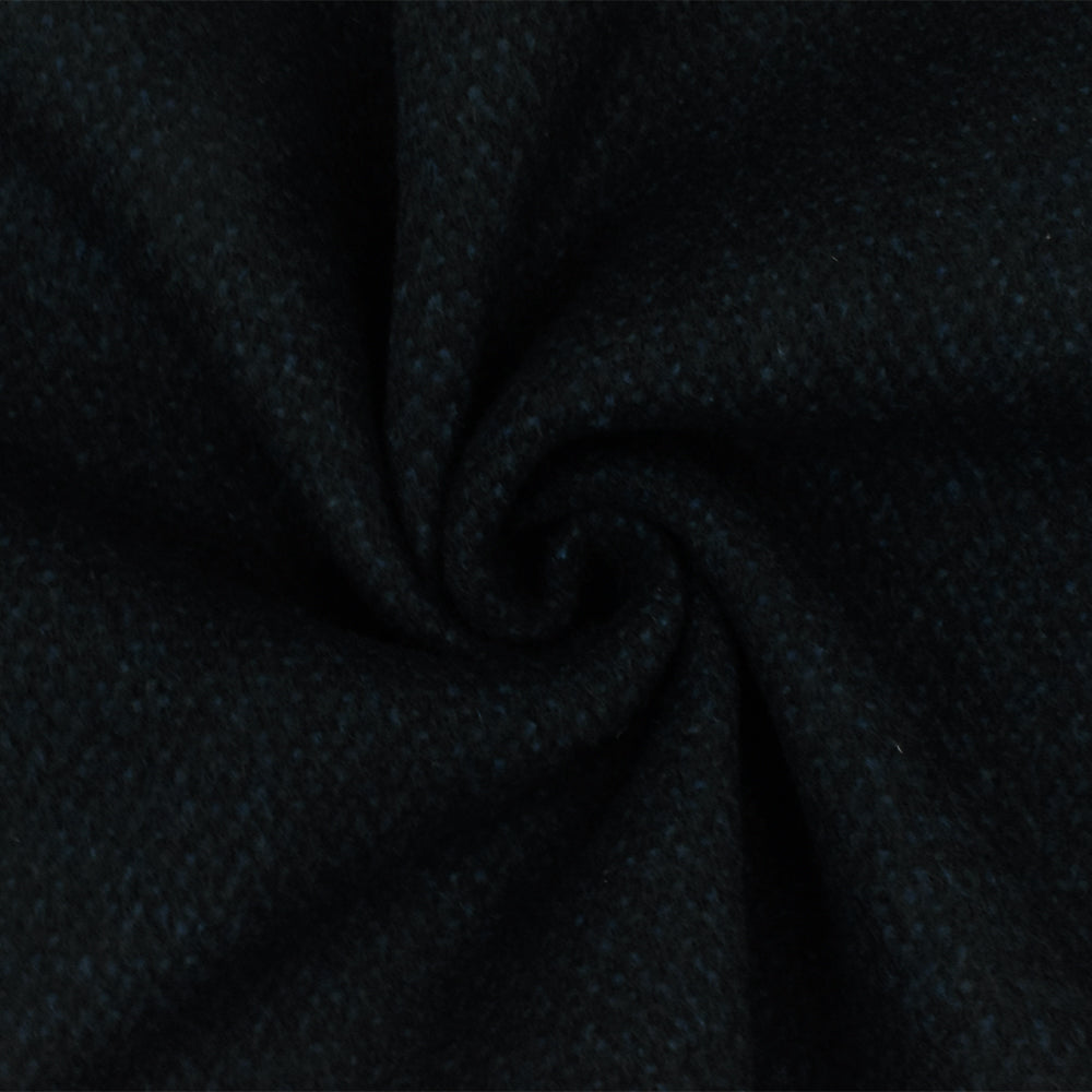 Fashion Fabrics Club Black-abyss Blue Dot Wool Dobby Woven Jacketing Fabric by The Yard (100% Wool)