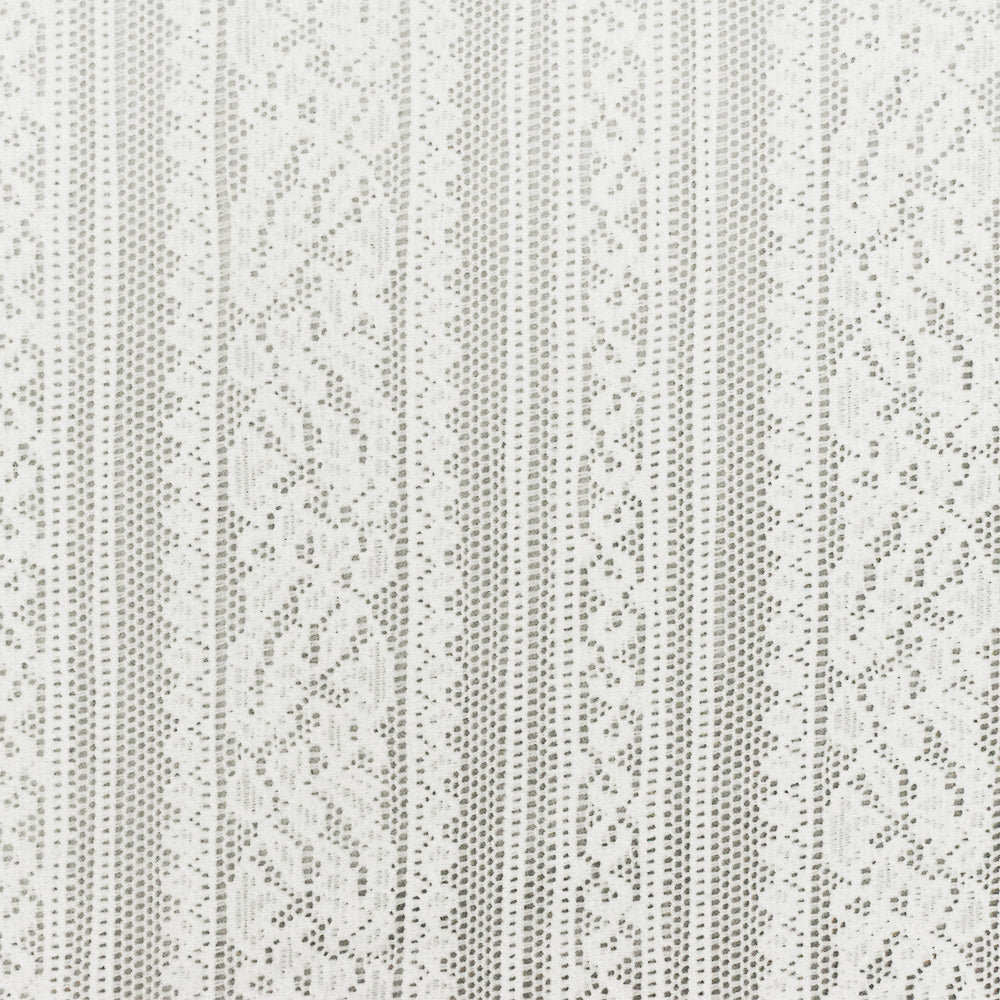 Coconut White Pillar Stripe Stretch Poly Crochet Lace Knit Fabric