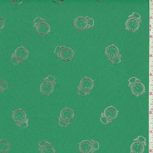 Aqua Green/Silver Clock Georgette Fabric