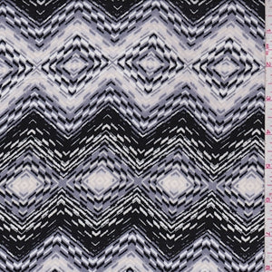 Black/Cement/Ivory Diamond Rayon Challis Fabric