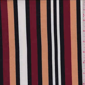 Beige/Wine/Black Stripe Double Brushed Jersey Knit Fabric