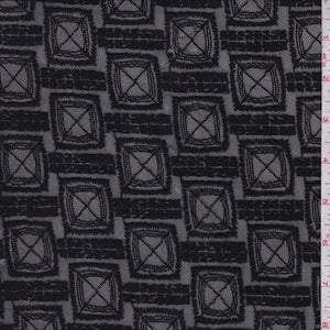 Black Embroidered Square Mesh Fabric