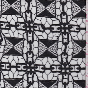 Black Chain Link Square Guipure Lace Fabric