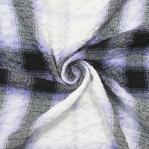 Black-Multi Rayon-Cotton Famous Maker Plaid Crinkle Woven Fabric
