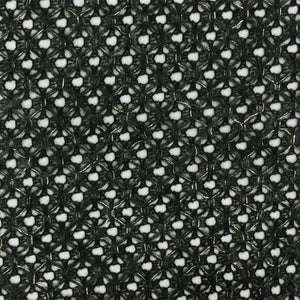 Black-Gold-Gray Diamond Net Wool Blend Crochet Knit Fabric