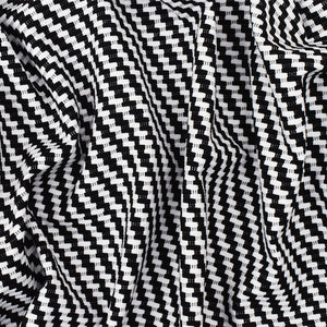 Black-White Famous Maker Twill Patterned Jacquard Activewear Knit Fabric