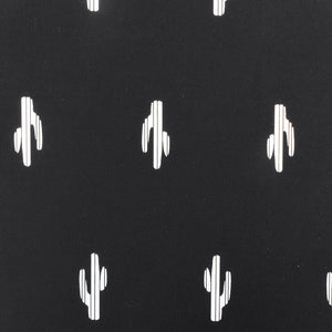 Black-Silver Famous Maker Cactus Print Stretch Tricot Swimwear Knit Fabric