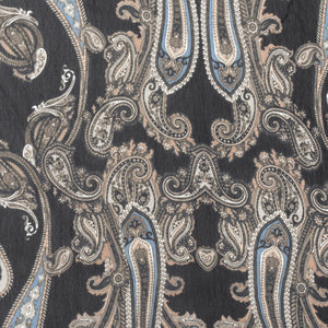 Black-Blue-Multi Famous Designer Paisley Printed Rayon Chiffon Fabric