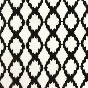 Black-White Famous Designer Ikat Ogee Printed Cotton Crepe Faille Fabric