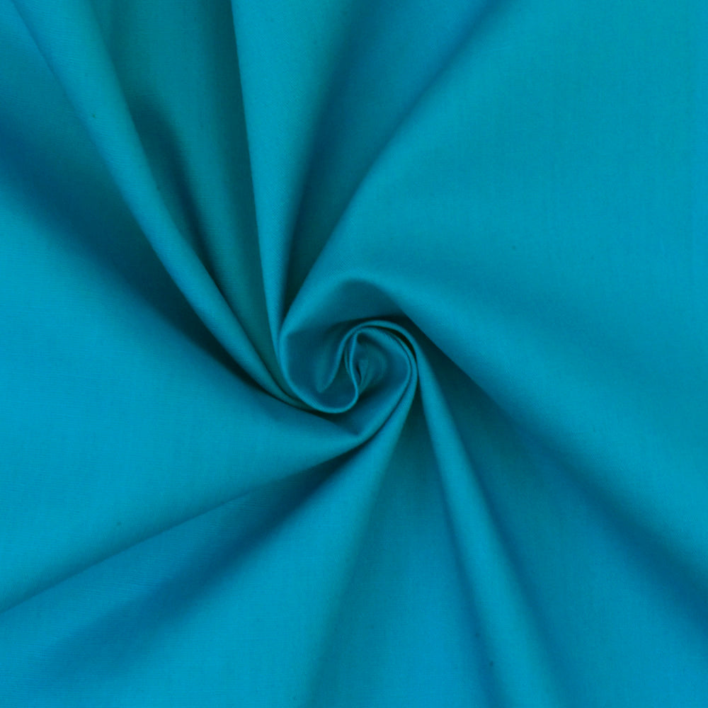 Aquatic Turquoise Solid Stretch Cotton Poplin Woven Fabric – Fashion ...
