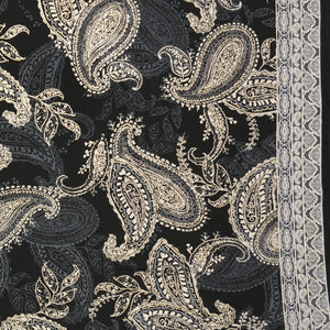 Black-Gold Poly Blend Paisley Border ITY Knit Famous Designer Fabric