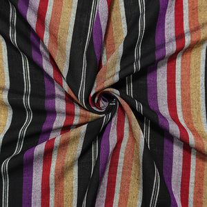 Black-Purple-Multi Famous Maker Rayon Stripe Woven Fabric