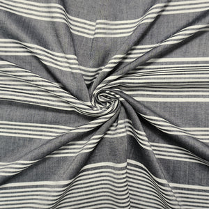 Black-White Famous Maker Rayon Stripe Woven Fabric