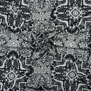 Black-White Famous Designer Poly Floral ITY Jersey Knit Fabric