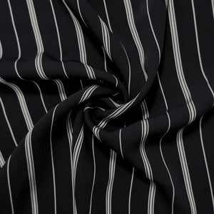 Black-White Designer Poly Viscose Stripe Twill Woven Fabric