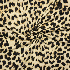 Beige Famous Designer Viscose Cheetah Print Jersey Knit Fabric