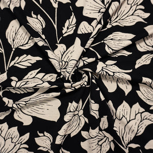 Black-Beige Famous Designer Viscose Floral Jersey Knit Fabric