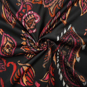Black-Red Famous Designer Viscose Paisley Satin Woven Fabric
