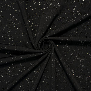 Black-Silver Designer Poly Sparkle Foil ITY Jersey Knit Fabric