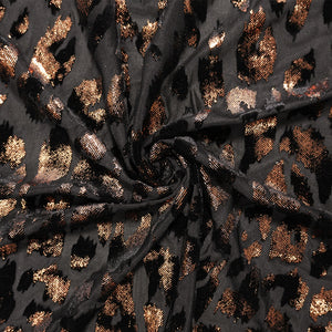 Black-Brown Designer Poly Leopard Burnout Velvet Knit Fabric