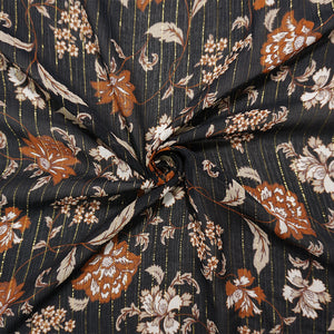 Black-Gold Famous Designer Viscose Silk Floral Chiffon Fabric