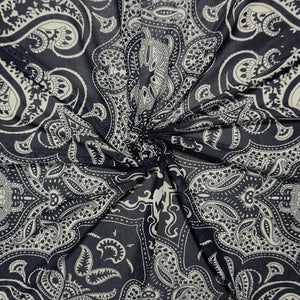 Black-Beige Famous Designer Poly Spandex Paisley Mesh Knit Fabric
