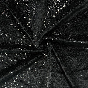 Black Famous Designer Poly Spandex Sequined Velvet Knit Fabric