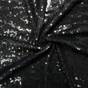 Black Famous Designer Poly Spandex Sequin Jersey Knit Fabric