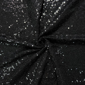Black Famous Designer Nylon-Spandex Sequined Knit Fabric