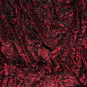 Black-Red Designer Poly Nylon Baroque Burnout Velvet Knit Fabric