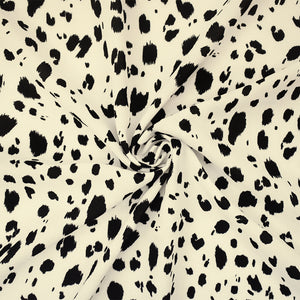 Black-White Famous Designer Spots Print Dobby Crepe Woven Fabric